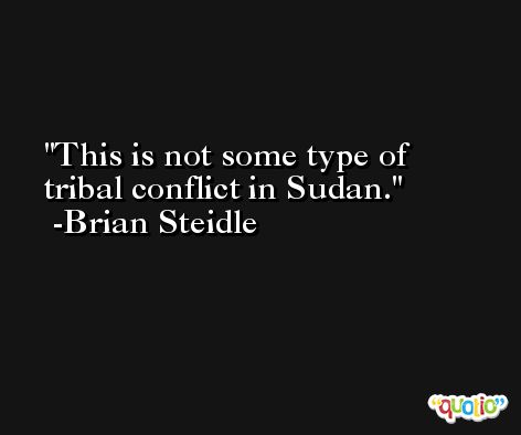 This is not some type of tribal conflict in Sudan. -Brian Steidle