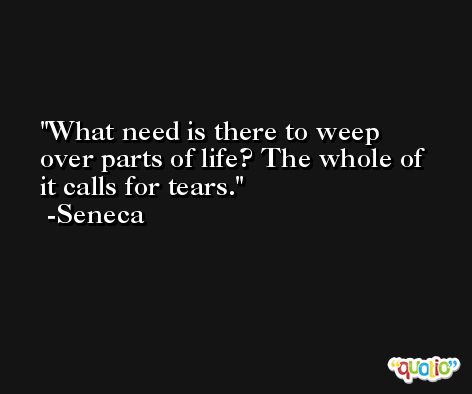 What need is there to weep over parts of life? The whole of it calls for tears. -Seneca
